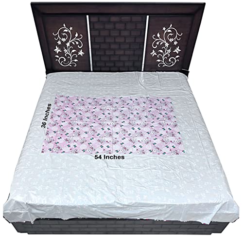 Image of EcoSoft Plastic Sheet,PVC Sheet for Kids,Rubber Sheet for Babies,Bed Wetting Protector(90 x 135 cm) (Bear Pink & Purple)