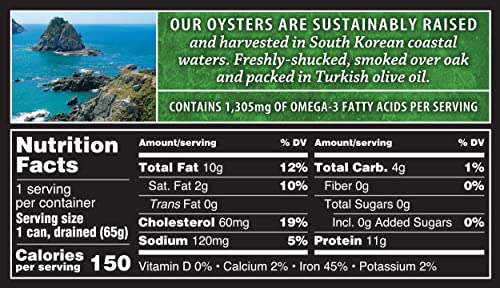 Crown Prince Natural Smoked Oysters In Pure Olive Oil, 3-Ounce Cans (Pack Of 18) #TOP2