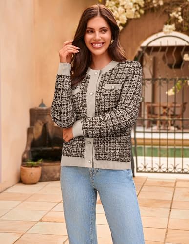 Image of GRACE KARIN Women's Fall Cardigan Sweaters Button Knit Jackets | Open Front,Long Sleeve,Crewneck,with Pockets,Cropped,Work,Business,Causal,Lightweight,Fashion,Dressy,Trendy,Outfits,Clothes