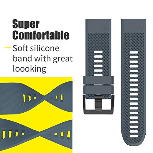 Notocity Compatible Fenix 5X Band 26Mm Width Soft Silicone Watch Strap For Fenix 5X Plus/Fenix 6X/Fenix 6X Pro/Fenix 7X/Fenix 3/Fenix 3 Hr/Tactix/Descent Mk1/D2 Delta Px/D2 Charlie-6Pcs #TOP1