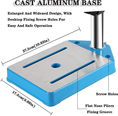 Prensa de taladro de banco con soporte de precisión, columna gruesa y base de aluminio fundido para una perforación estable