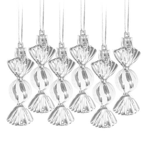 Christmas Tree Baubles 6Pcs Sweet Shaped Candy Baubles Silver Candy Christmas Decorations for Decorations Wreath Xmas Tree