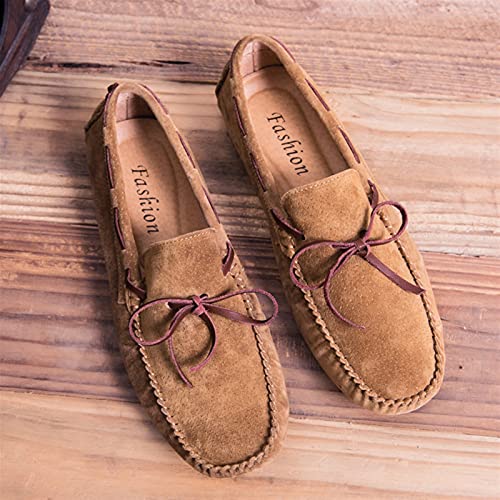Mens Loafers Round Toe PU Leather Moccasins Boat Shoes Slip Resistant Lightweight Anti-Slip Fashion Classic Slip-ons(Brown,10 M US)3