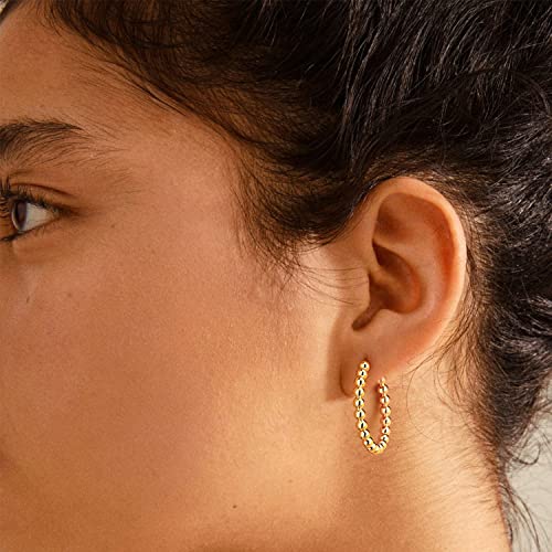 MEVECCO Gold Hoop Earring Sterling Silver Post Open Hoops 18K Gold Plated Small Hypoallergenic Gradual Earrings Jewelry for Her3