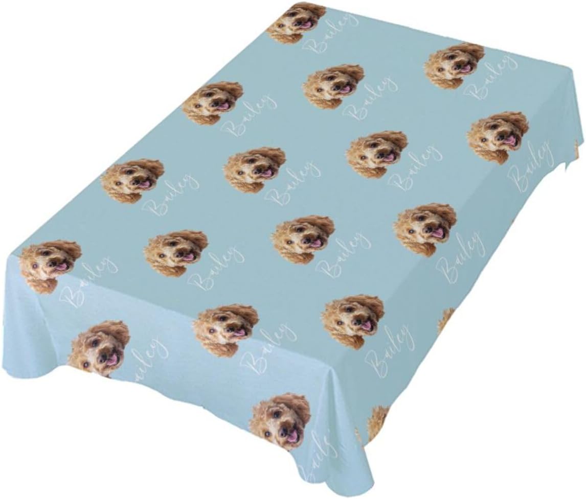 Personalized Face Tablecloth Custom Name Table Cloth Cover Funny Rectangle Tablecloths for Wedding Birthday Decor(Face+Name 54 * 72 in)