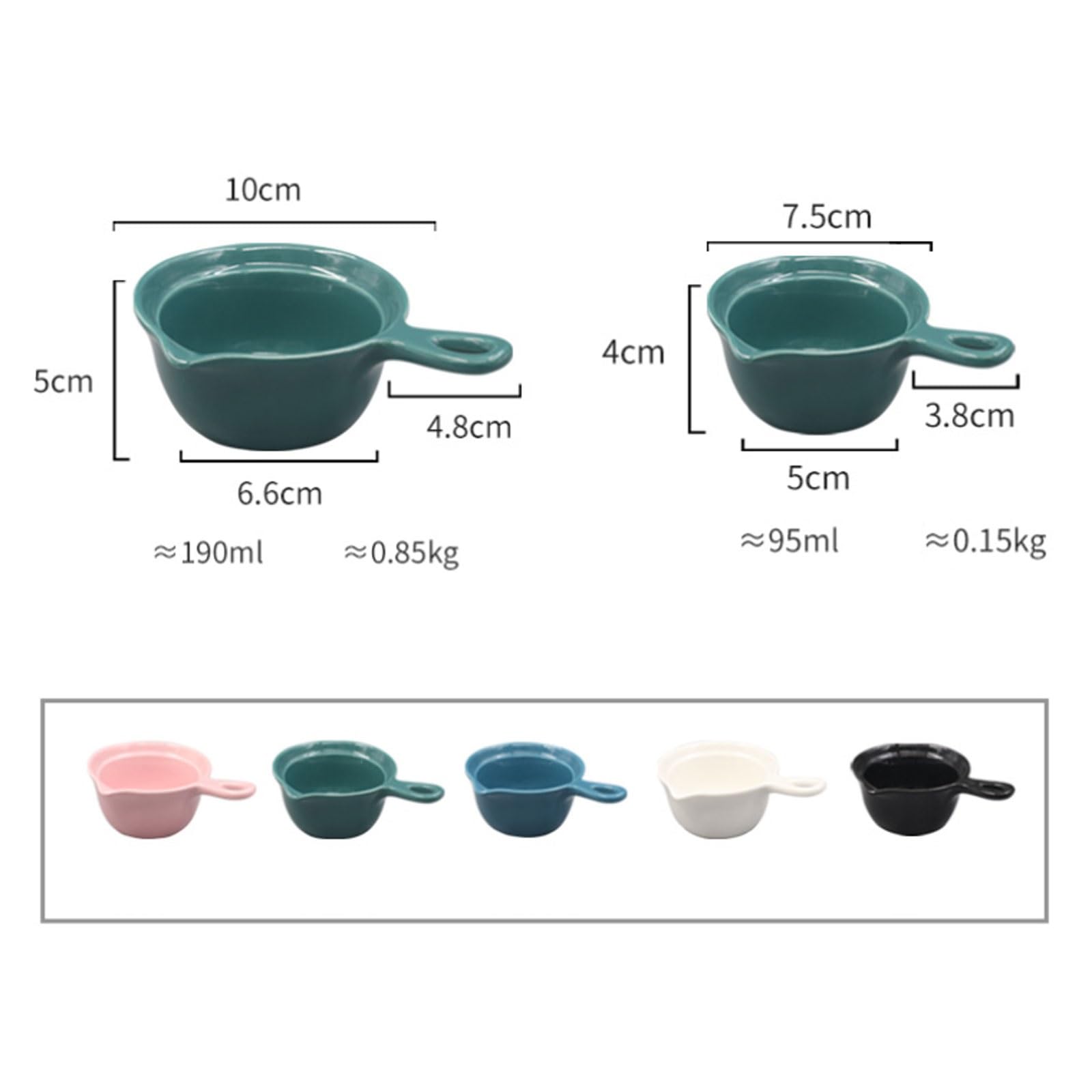 MRKU Pot à Lait, saucière, Tasse à Eau, pichet, Distributeur de crème et de café, sucrier, en céramique avec poignée et Bec verseur Anti-Goutte, Compatible Micro-Ondes.