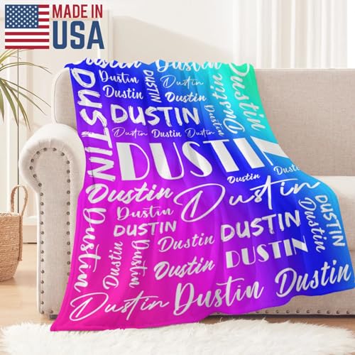 Name Blanket Personalized Name Blanket Customized Blanket with Name Text for Adult Kid Birthday Christmas Mothers Fathers Valentines Day Gift