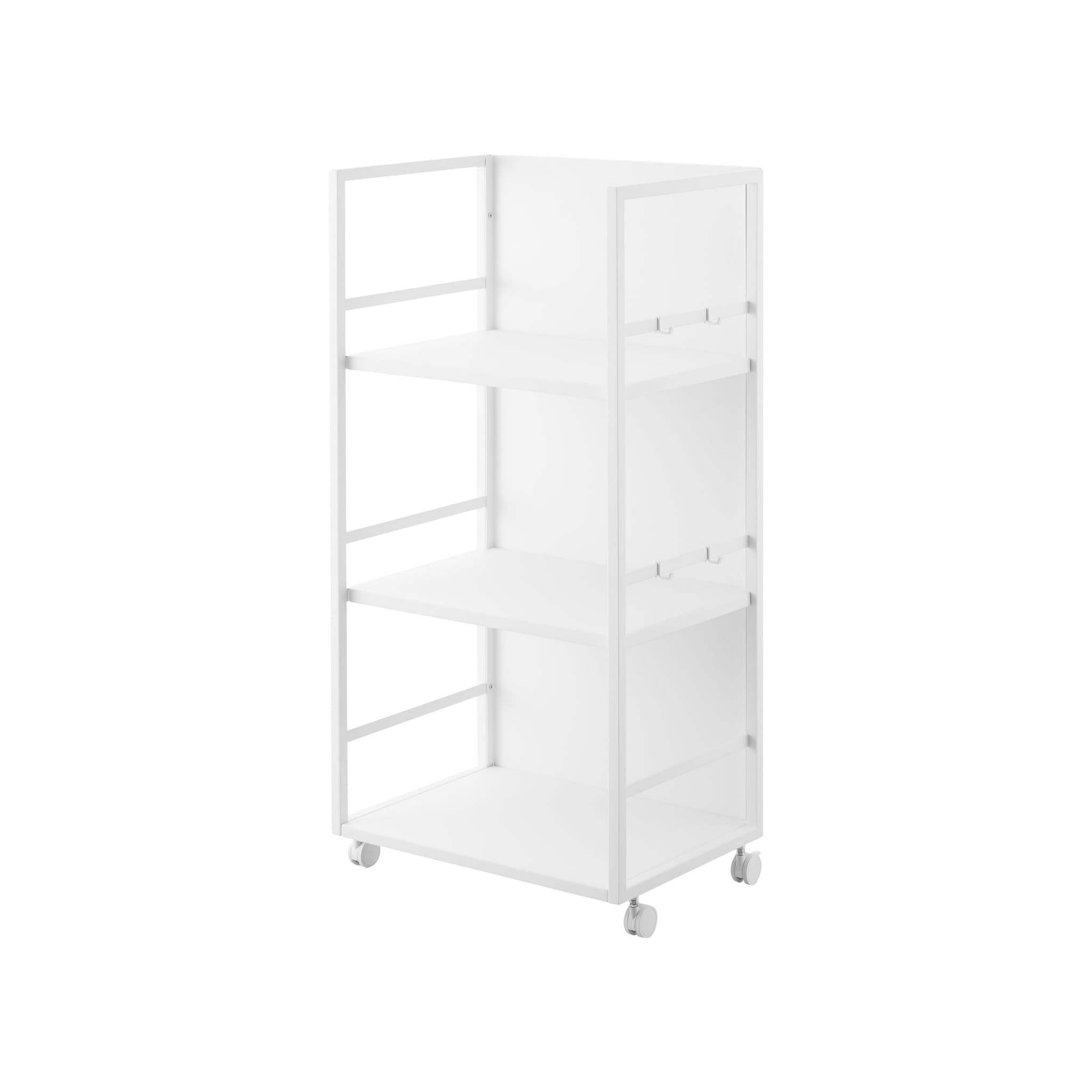 YAMAZAKI 1419 Tower Chariot de Rangement Semi-fermé à 3 Niveaux, Blanc, Acier/Nylon, Minimaliste, 32,1 x 42 x 84,5 cm (L x L x H)