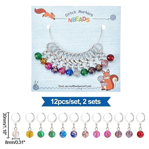 NBEADS 24 Pcs Glass Bead Stitch Markers - Image 2