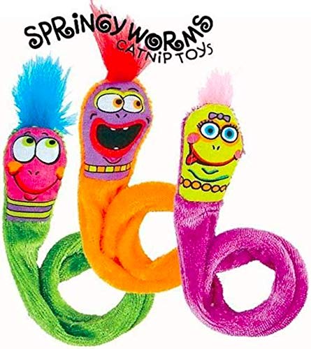 Brinquedo Fatcat Springy Worms Laranja e Verde para Gatos Fatcat para Gatos, Laranja