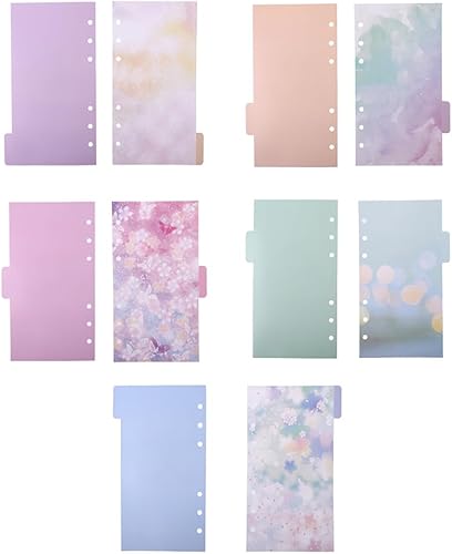 Miniatura 3 de Juego de 5 carpetas A6 con 6 anillas, separador de hojas sueltas, carpeta de páginas, ficha de página de índice, tarjetas de indexación de categorías