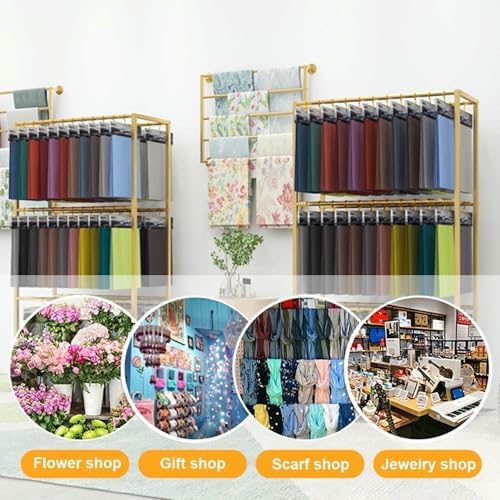 Heavy-Duty Wall Mount Metal Display Rack - Commercial Fabric Storage Shelf for Tablecloth & Wallpaper Organization, Space-Saving Solution for Retail & Home Use