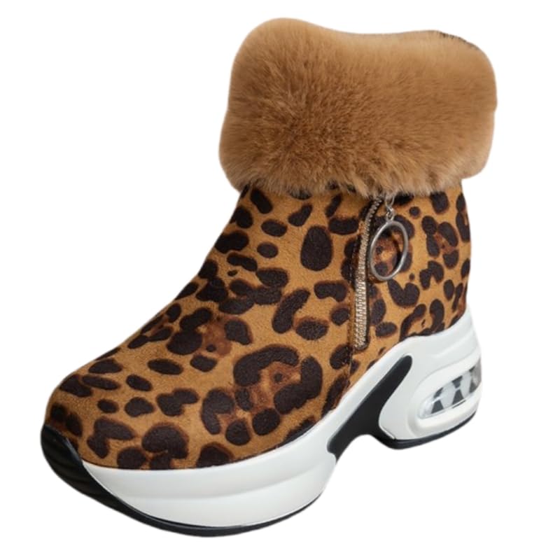 Womens Winter Suede Short Snow Boots with Thermal Insulation Large size Cushioned Comfort and Slight Platform Design
