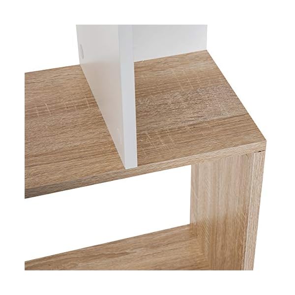 HOMCOM 5-tier Bookcase Storage Display Shelving S Shape design Unit Divider White - Image 8
