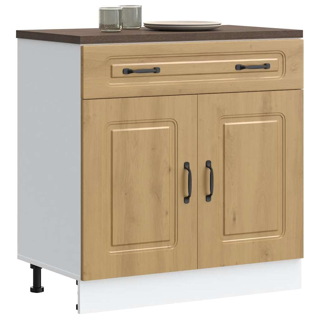Kalmar Artisan - Mobiletto da cucina in rovere Artisan, 80 x 46 x 81,5 cm, con piedini regolabili, molto spazio, robusto e facile da pulire, ideale per mobili da cucina e armadietti da cucina