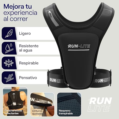 Chaleco para Correr con Soporte para Teléfono – Bolsa Impermeable, Cinturón Ajustable, Reflectante, 2 Bolsillos para Llaves y Geles, Compatible con Teléfonos de hasta 6,8" (Unisex - Adulto) - imagen 3