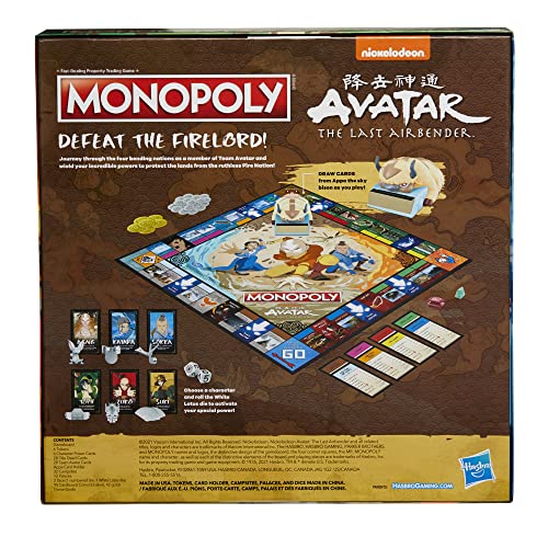 Juego de Mesa Monopoly: Avatar - Edición Nickelodeon The Last Airbender para Niños desde 8 Años, Juega como un Miembro del Equipo Avatar (Exclusivo de Amazon) miniatura 4