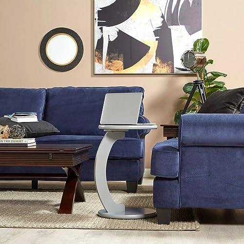 Image of C-Shape Round Table of Modren Style with Engineered Wood for Space Saving Storage for Living Room, Bed Room, Office, Farm House etc (Grey)