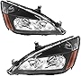 AUTOSAVER88 Headlight Assembly Compatible with 2003 2004 2005 2006 2007 Accord Headlight Assembly OE Headlamp Replacement Black Housing Clear Lens