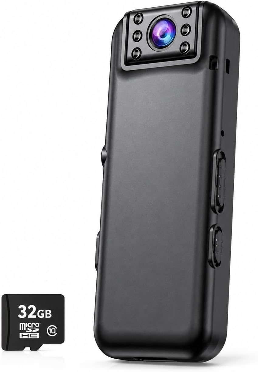 2K Body Camera with 15H Battery, 180° Rotating Lens, Auto Image Flip, Wearable POV Camera with 32GB Card, Magnetic Clip & 1/4 Mount for Cycling, Travel, Vlogging & Outdoor Adventures-image-30