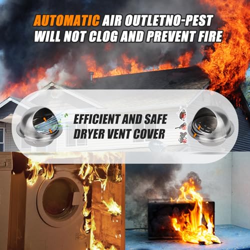 Image of Matework Dryer Vent Cover Outside, 4 Inch Stainless Steel Round Dryer Vent, Auto-Open Wall Vent