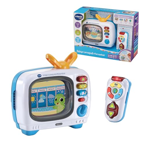 Vtech Téléviseur éducatif Amusant - Jouet interactif pour bébé à partir de 12 Mois avec Musique, Sons d'animaux, Images colorées et Rouleau Rotatif -...