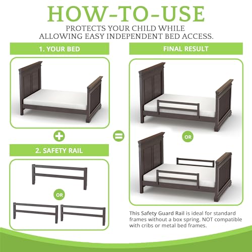 Image of CC KITS Safety Guard Rail for Baby, Kids, and Children - Solid Wood Safety Bed Rail for Toddlers - Easy Installation - Premium Protection for Bunk, Twin, Full, Queen and King Size Beds - (Espresso)