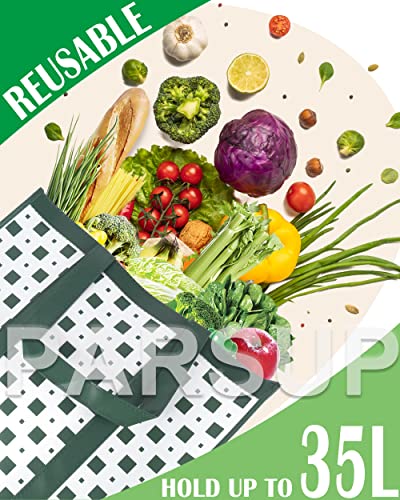 8Pcs Reusable Grocery Bags, Sewing Heavy Duty Large Shopping Bags With Long Sturdy Handles, Foldable Waterproof Non-Woven Bags, Foldable Tote Bags Bulk For Shopping & Picnic, 16.1 × 13 × 10.2Inch #TOP4