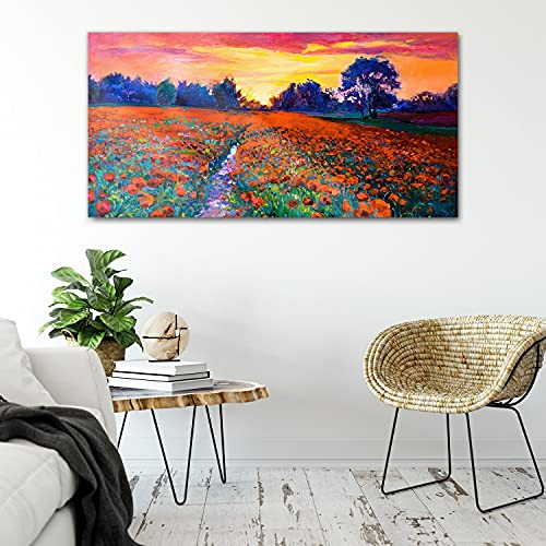 Image Acrylique Murale 100x50cm Meadow Forest Sunset pour Salon - 4