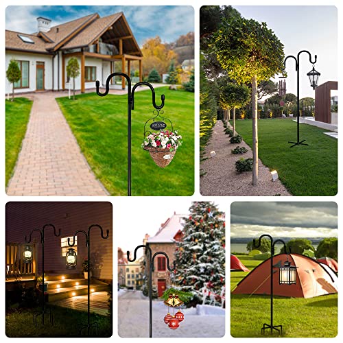 Starfami Double Shepherds Hook For Outdoor With 5 Prongs Base, Upgraded Adjustable Garden Hanging Stand Plant Holders For Bird Feeder, Plant Baskets, Solar Light Lanterns, Wedding (60 Inch 2Pcs) #TOP7