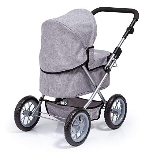 Bayer Design 13010AA Carrozzina Per Bambole, Passeggino Per Bambole, Passeggino Giocattolo Con Borsa, Regolabile In Altezza, Pieghevole, Grigio Con Corona - 4