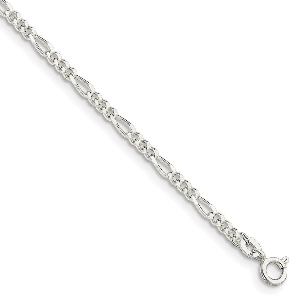 Solid 925 Sterling Silver 2.5mm Figaro Chain