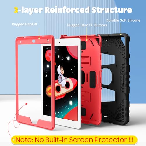 Image of Fintie Kid-Friendly Case for iPad 9th / 8th / 7th Generation 10.2 Inch | Fully-Body Rugged Heavy Duty Shockproof Cover, Portrait & Landscape Viewing, Built-in Kickstand, for Girls /Boys, Black /Pink