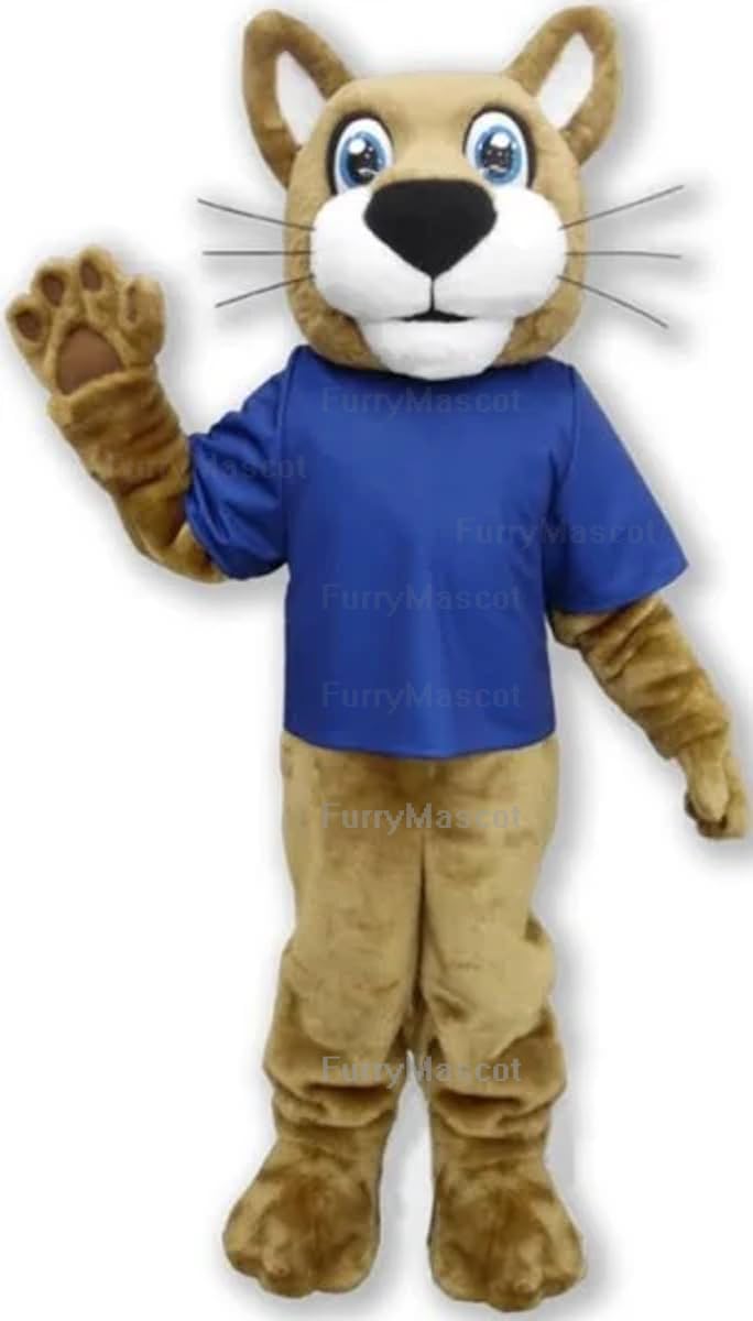 Powerful Wildcat School Cat Lion Suit Animal Mascot Costume Party Carnival Costumes With Fan Inside the Head