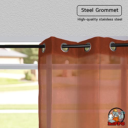 Image of HIPPO 150 GSM Outdoor Sun Blocking Balcony Eyelet /Grommet Curtains Sun & UV Protection, Light Filtering 4.5FTX9FT Long Door Curtain (Brown)