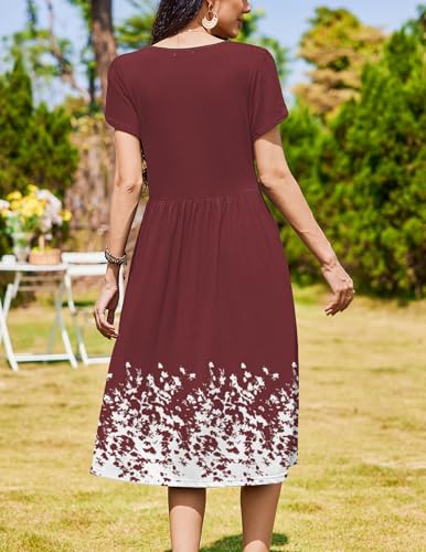 Image of Zeagoo Womens Summer Dresses Casual Aline Midi Dress Short Sleeve Floral Tshirt Dress Flowy Beach Sundresses with Pockets