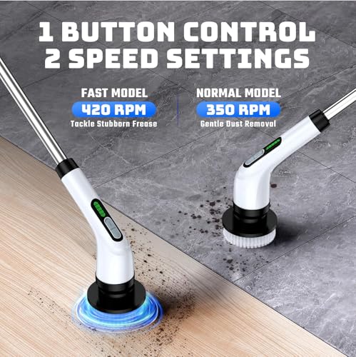 Image of Electric Spin Scrubber for Bathroom: Shower Scrubber with Long Handle