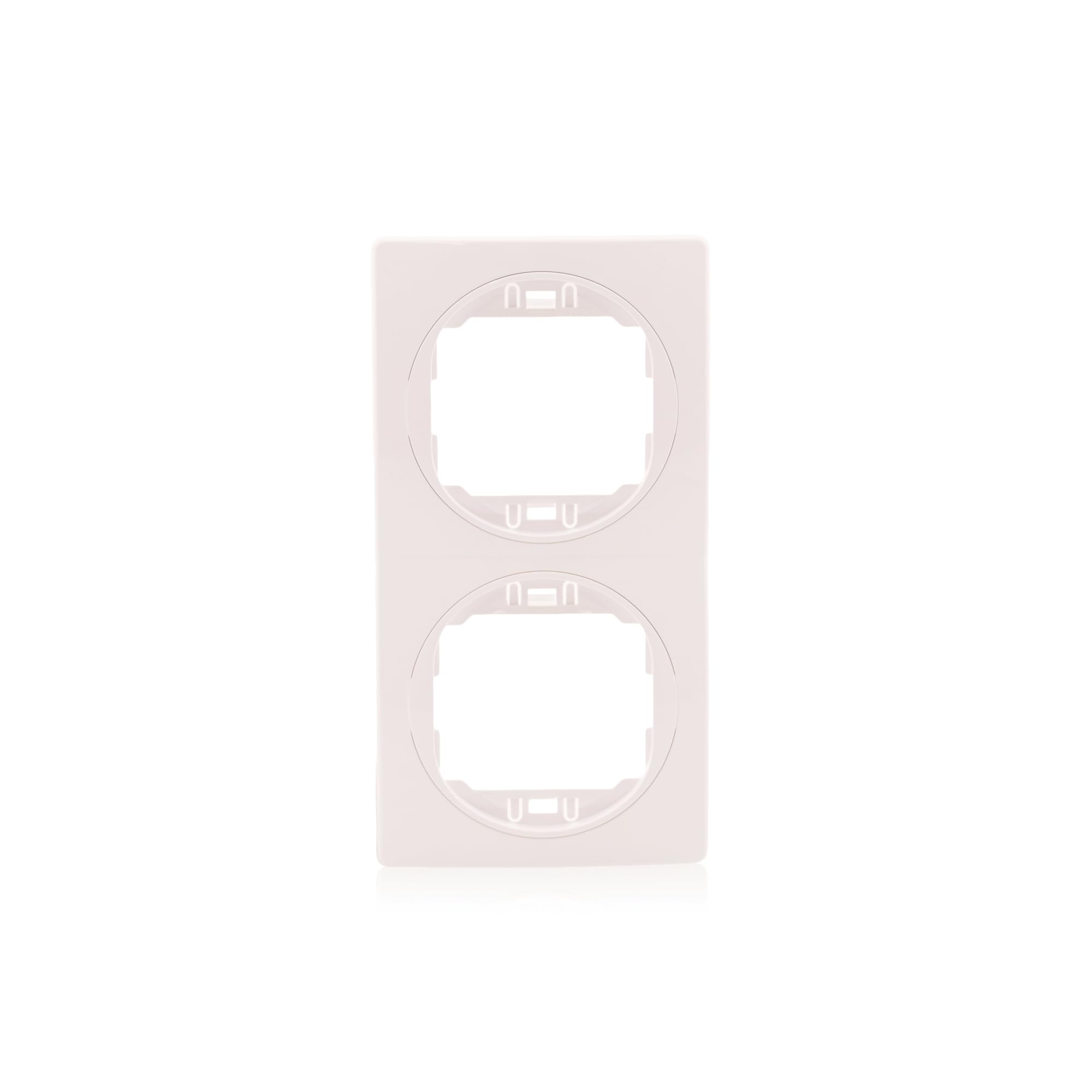 Set 2x Daten-Buchse Nobilis, Weiß, 2-fach 2xRJ45 Cat 6 FTP, Ø 60mm & 2er Rahmen, Weiß vertikal 80x151mm