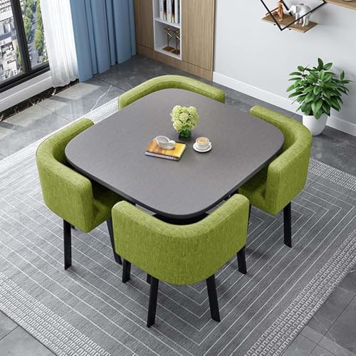 Moderno juego de mesa redonda con 4 sillas, mesa de conferencias y mesa de cocina de piel sintética, 80 cm, perfecto para niños pequeños