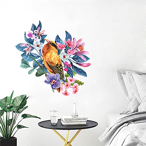Bird Botanical Flower Toilet Lid Stickers, Removable Waterproof Vinyl Toilet Seat Cover Decal, Toilet Closes Tool Bathroom Washroom Lavatory Power Switch Laptop Wall Mural Decals For Rest Room Home #TOP3