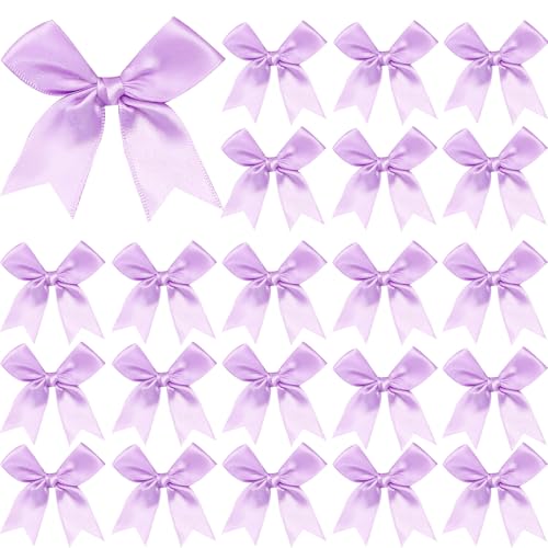 50 Pieces Gift Wrap Bows Premium Satin Ribbon Bows 3.3 Inch Craft Bows for Gift Wrapping DIY Treat Bags Holiday Gifts Bag Party Decorations Wedding Decor Christmas Birthday Presents (Light Purple)