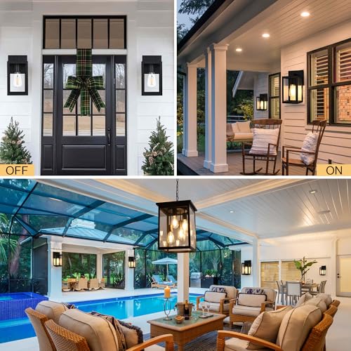 Image of TODOLUZ 2-Pack Outdoor Wall Sconce, 1-Light Black Waterproof Porch Wall Light Fixture for Front Door Patio Garage Doorway, E26 Bulb Base