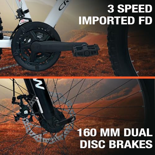 Image of CROW - Atom PRO 21 Speed Gear Cycle | 26 inch T Cycle for Boys 12 to 15 Years | Bicycle for Men Adult | Mountain Bike with Front Suspension & Dual Disc Brakes| Unisex 26 INCH MTB Cycle for Men