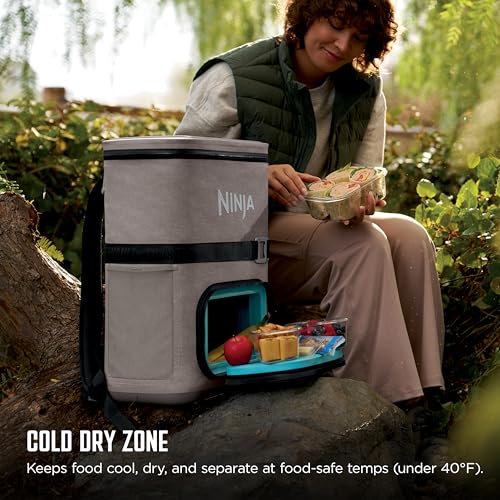 Image of Ninja FrostVault Go Can Soft Cooler, 24 /36 Can, Leak Proof, Built-In Cup Holder, 2 Ice Packs & Dry Storage Drawer, Polyester Insulation, Hiking, Camping, Picnic
