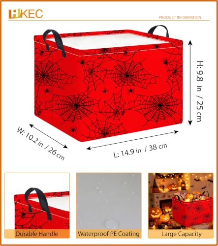 Image of Rectangle Storage Basket,Cute Organizer,Gift Basket,Room Decor(Red Spiderweb)