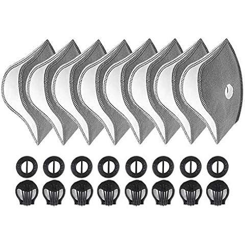 TriLance Face Bandanas Breathing Protection Active Carbon Filters Authentic Replacement Parts 8 Replaceable Filters + 8 Vent Valves Cover