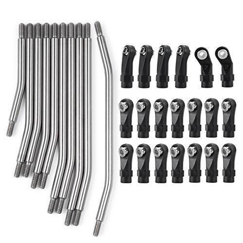 AXspeed 10 Stück Rostfreier Stahl Steering Pull Rod Link Linkage für Axial SCX10 II 90046 1: 10 RC Auto, 313 mm Radstand