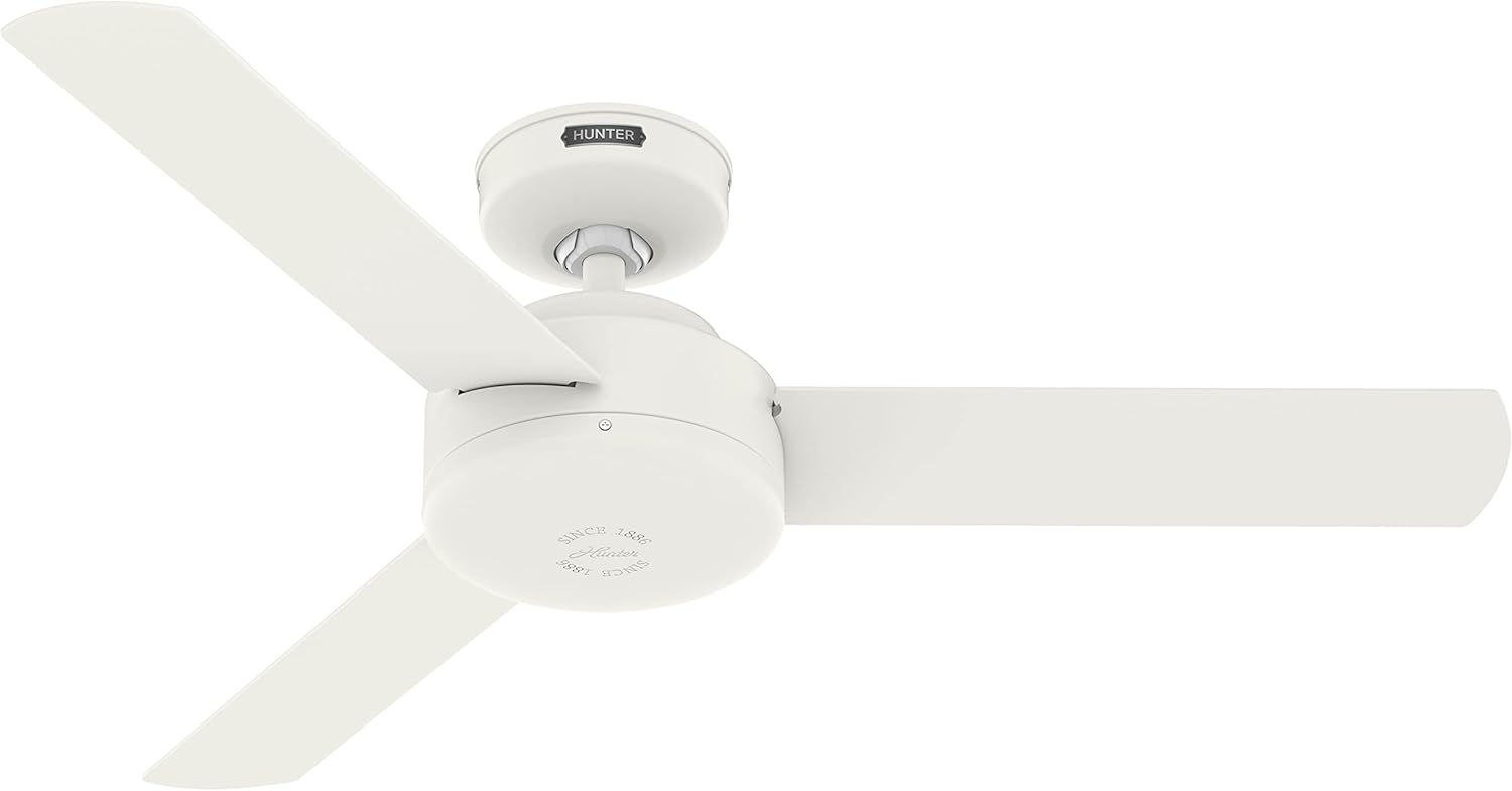 Hunter Fan 44 Inch White Indoor Ceiling Fan With 3 Blades for Bedroom, Living Room, Office, Basement, Kitchen, Dining Room (Renewed)