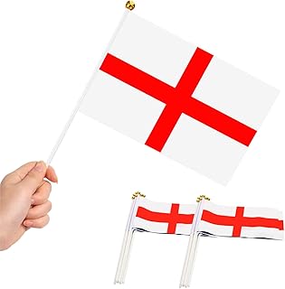20Pcs England Flag,World Cup Football 2022 England St George Hand Flags,Small England Flag on Sticks,England Football Party Decorations,England Hand Flag Suitablefor Bars,Football Match,14*21 CM