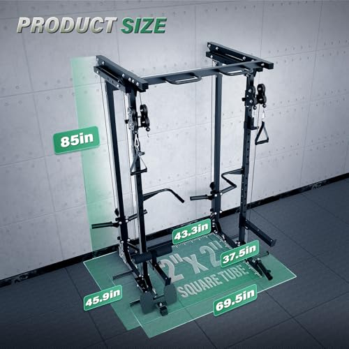 Image of MAJOR FITNESS Drone3 Power Rack, 2500lbs Multi-Function Home Gym Squat Rack with Dual Pulley System, Pull-Up Bar & J-Hooks, Heavy-Duty Steel Frame for Maximum Stability & Strength Training